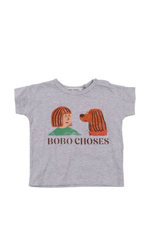t-shirt in cotone grigio BOBO CHOSES KIDS | B126AB009.